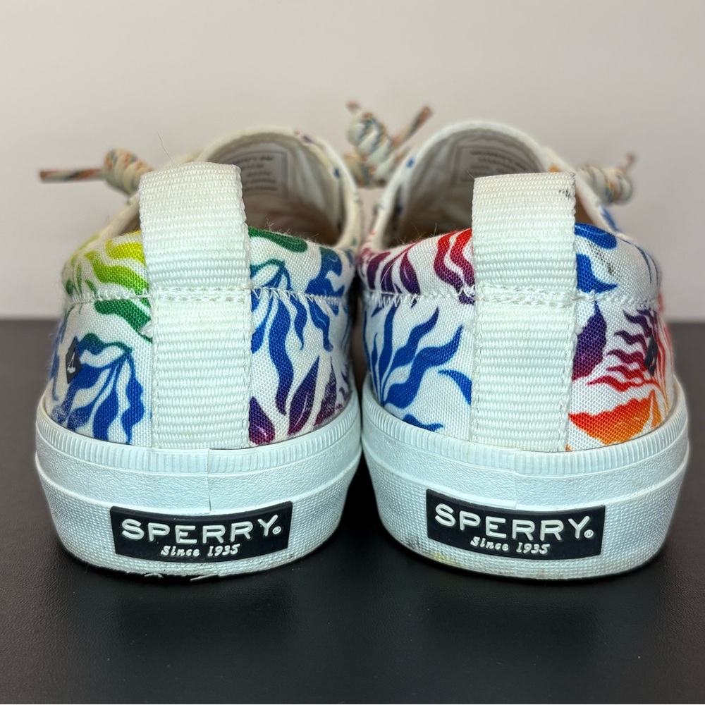 Sperry Pride Rainbow Leaf Print Lace Up Sneakers Women’s size 8 - Picture 3 of 8